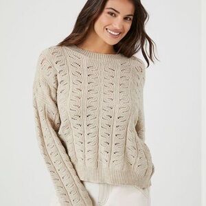 NWOT Poof Apparel - Tan Soft Knit Long Sleeve Cropped Sweater
